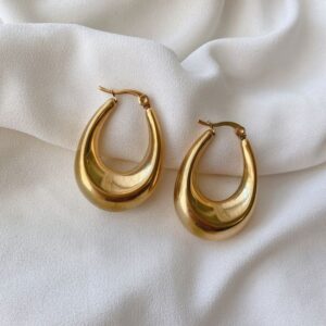 aretes «lirio» oro amarillo 18kt modelo argolla
